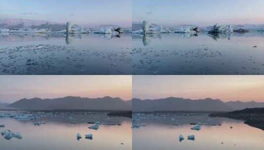 4k风景冰岛杰古沙龙冰河湖泻湖从左到右(1)高清在线视频素材下载