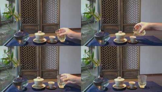 茶叶茶艺泡茶冲茶倒茶喝茶高清在线视频素材下载