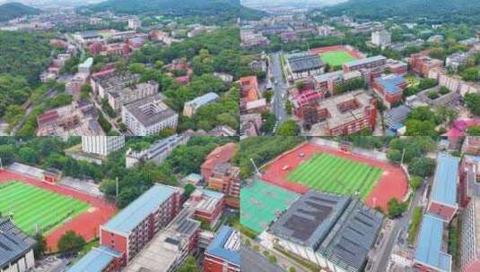 湖南大学学校校园风景航拍长沙岳麓区城市地高清在线视频素材下载