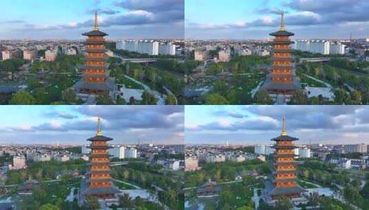 航拍上海古寺 上海宝山寺高清在线视频素材下载