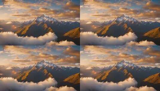 雪山云海壮丽风光高清在线视频素材下载