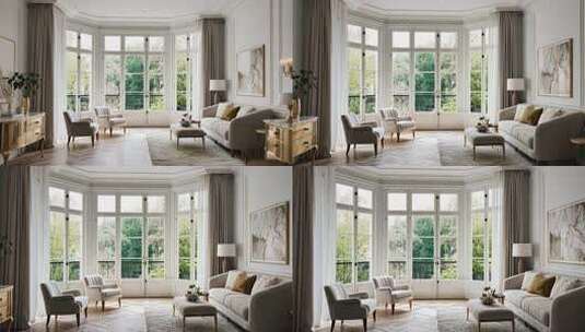 现代简约风格客厅室内场景高清在线视频素材下载