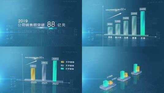 高端科技柱状图AE模板高清AE视频素材下载