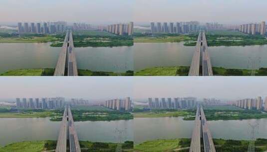 航拍曹娥江四环桥跨海大桥全景高清在线视频素材下载