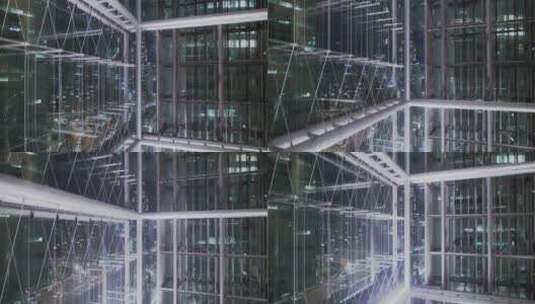 从现代大厦的电梯看城市夜景高清在线视频素材下载