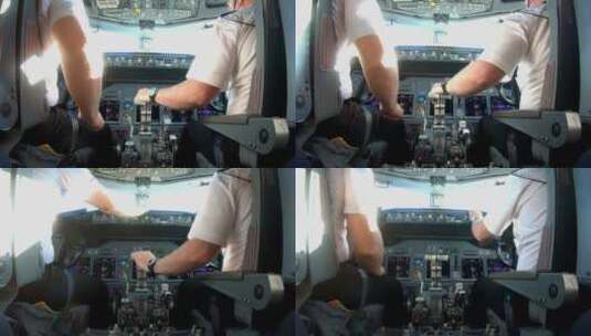 驾驶波音737的飞行员的驾驶舱视图高清在线视频素材下载