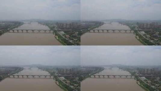 城市航拍湖南株洲石峰大桥高清在线视频素材下载