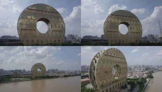 2022广州圆大厦珠江东沙桥高清在线视频素材下载