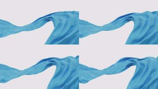 随风流动带透明通道的蓝色布料3D渲染高清在线视频素材下载