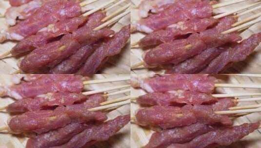 里脊肉牛肉串小串肉串钵钵鸡炸串烤串美食高清在线视频素材下载