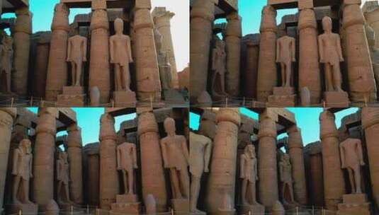 卢克索神庙的巨型石雕高清在线视频素材下载