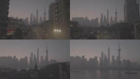 【4K-Dlog】上海北外滩陆家嘴平流雾日出高清在线视频素材下载