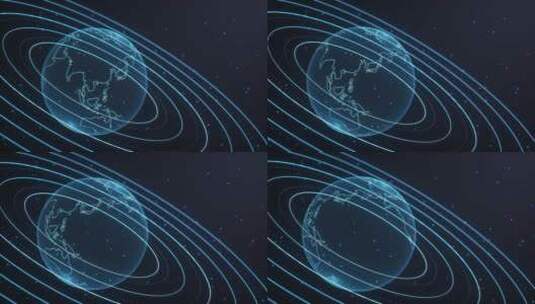 太空中旋转的地球和人造卫星轨道C4D动画高清在线视频素材下载