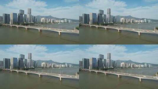 原创 福州闽江江景城市高楼天际线风光航拍高清在线视频素材下载