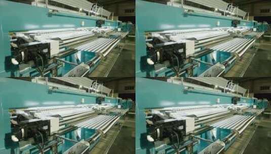 工厂规模机械运作织布机机械制造高清在线视频素材下载