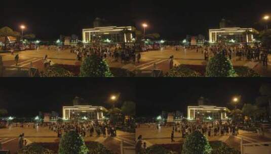 城市夜晚广场跳广场舞人群高清在线视频素材下载