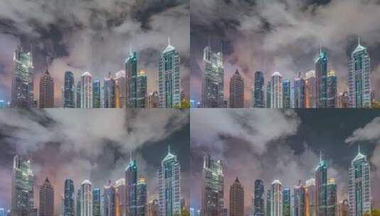 上海陆家嘴地标建筑夜景高清在线视频素材下载