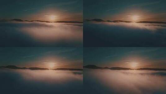 云雾缭绕的山林日出景观高清在线视频素材下载