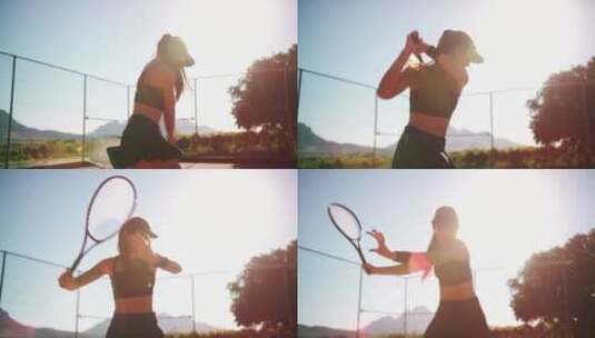打网球的女子高清在线视频素材下载