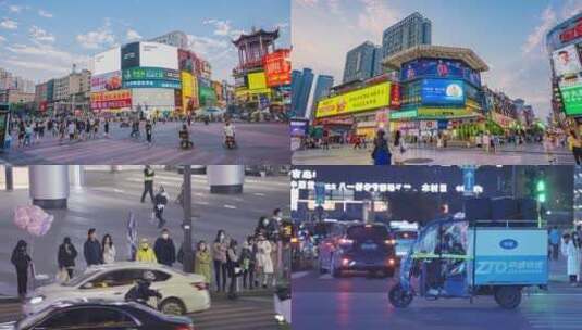 长沙繁华五一商圈都市生活城市百态街道人流高清在线视频素材下载