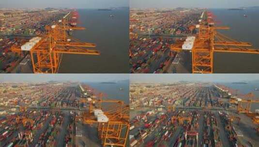 航拍厦门港口码头集装箱高清在线视频素材下载