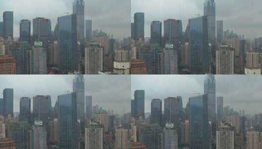 4K航拍阴天的重庆主城区高清在线视频素材下载