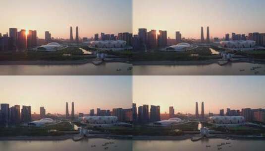 杭州亚运会馆奥体中心航拍4K高清在线视频素材下载