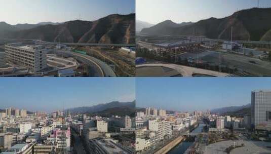 商洛山阳县城城市建设风光航拍4高清在线视频素材下载