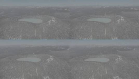 冬天阿尔山国家森林公园天池航拍4k60p高清在线视频素材下载