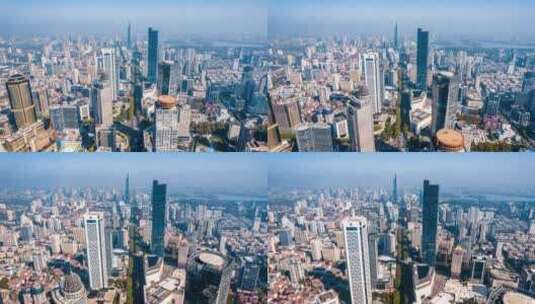 中国江苏南京紫峰大厦和城市天际线航拍风光高清在线视频素材下载