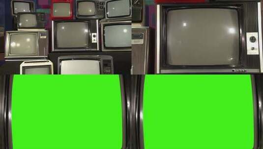 怀旧老式电视机绿幕高清在线视频素材下载