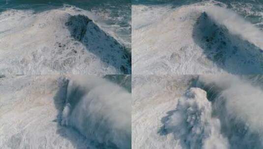 航拍海浪冲击大海巨浪海浪慢镜头高清在线视频素材下载