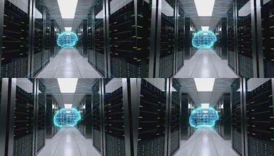 科技机房服务器大脑数据处理高清在线视频素材下载