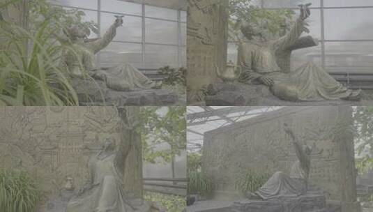 李白雕像高清在线视频素材下载