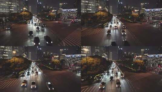 繁华城市街道车流夜景时光流逝高清在线视频素材下载