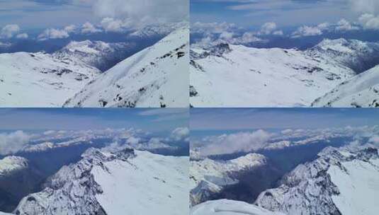 四川阿坝松潘县岷山山脉都日峰顶四周雪山群高清在线视频素材下载