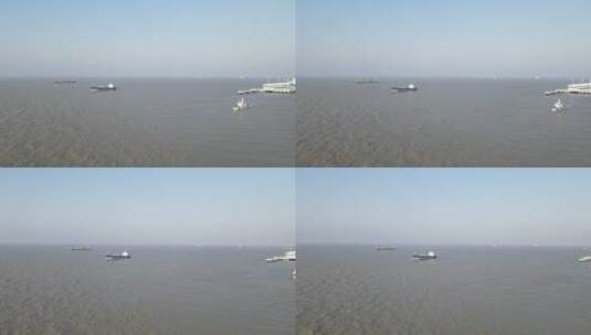上海宝山区长江入海口4K航拍原素材高清在线视频素材下载