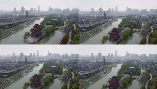 4k  航拍江苏淮安运河文化长廊风景区高清在线视频素材下载