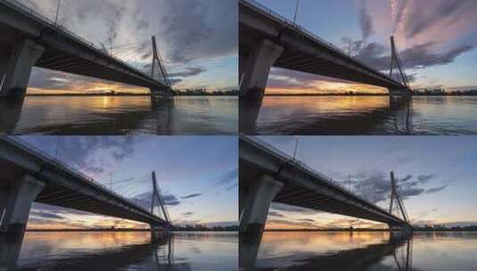 哈尔滨夏季大桥延时摄影高清在线视频素材下载