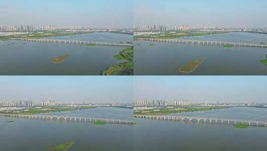 武汉南太子湖大桥推近镜头高清在线视频素材下载