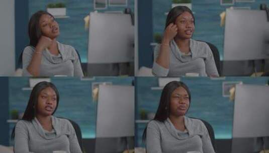 黑人学生在在线视频会议期间与数学教授讨论高清在线视频素材下载