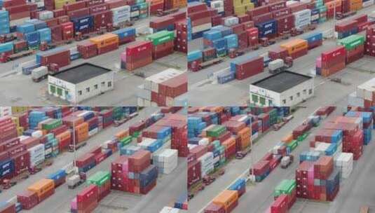 海运港口集装箱物流码头货轮长焦航拍高清在线视频素材下载