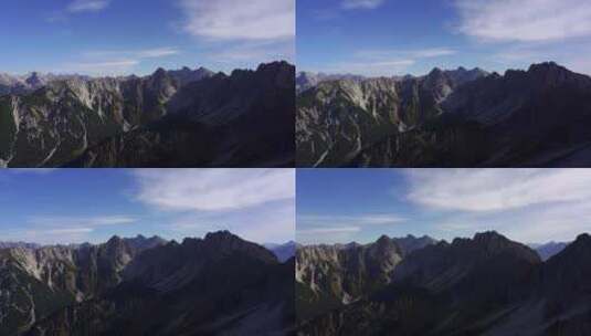 秋天，蒂罗尔西菲尔德附近的西菲尔德乔奇拍摄的阿尔卑斯山史诗般的平移山景。奥地利高清在线视频素材下载