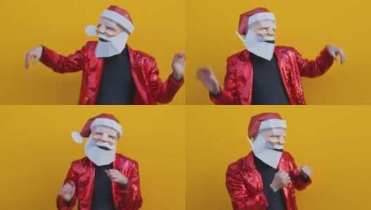 带着圣诞老人面具的男人高清在线视频素材下载