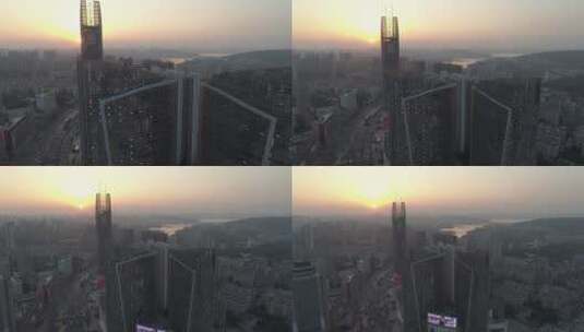 武汉光谷广场国际会展中心航拍高清在线视频素材下载