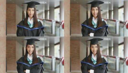 穿毕业服女生面带微笑高清在线视频素材下载