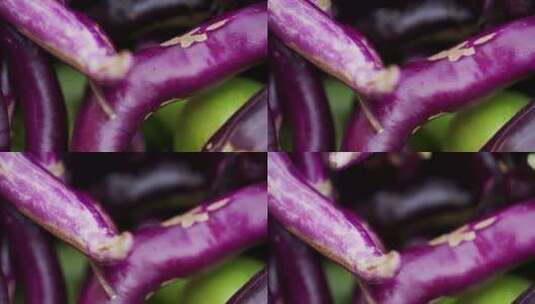 传统种植有虫斑的茄子高清在线视频素材下载