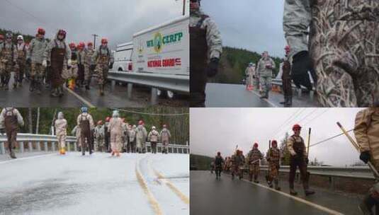 士兵和国民警卫队协助搜救行动高清在线视频素材下载