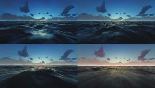 海洋中早晨的日出高清在线视频素材下载