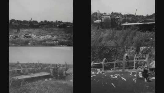 二战期间被摧毁的飞机残骸高清在线视频素材下载